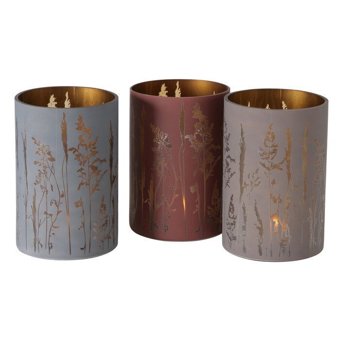 Windlicht Gräser 20cm blau