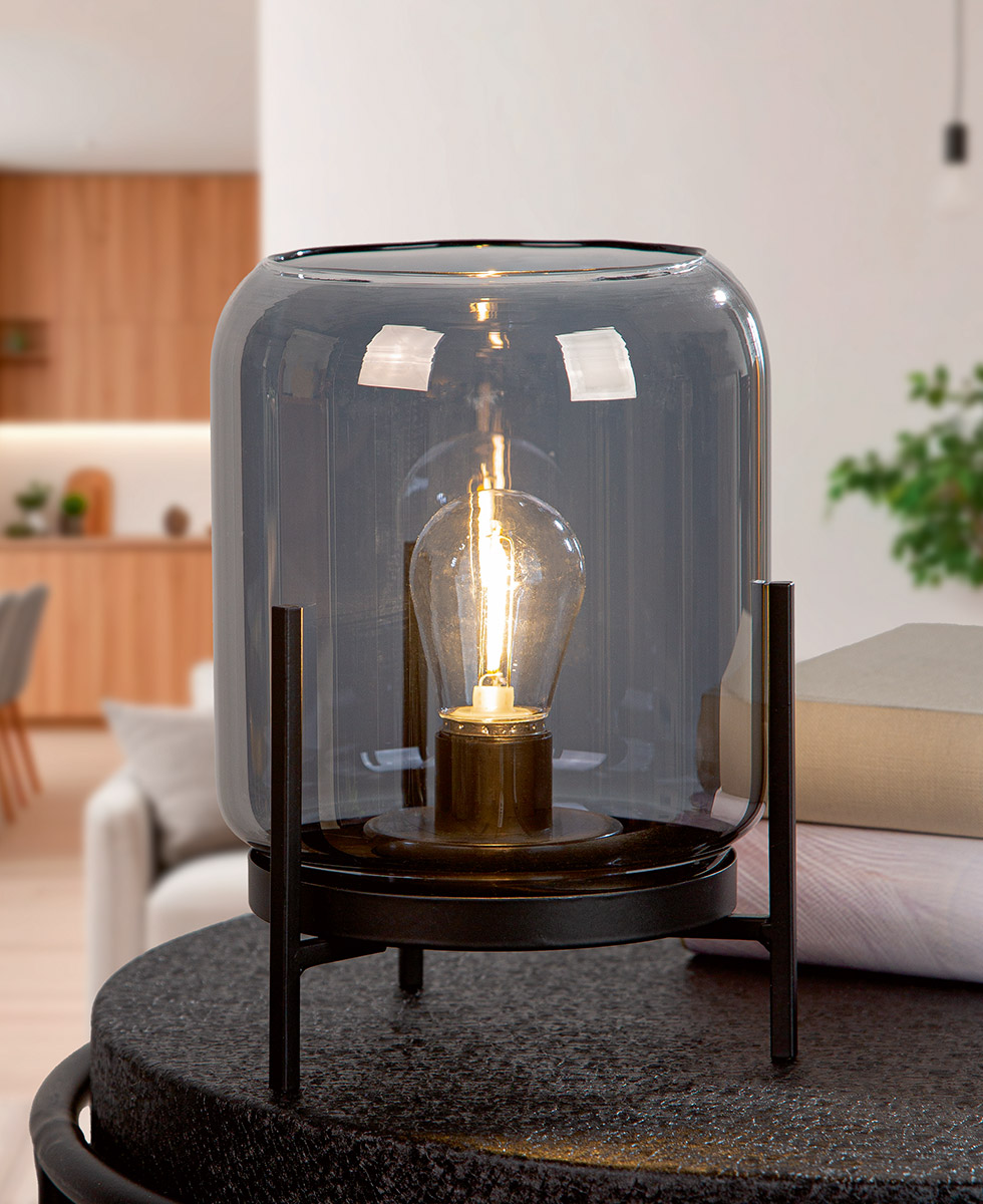 Windlicht Brightlight Silber LED Glas 20cm Lampenschirm, Glühlampe, Tischlampe, Vitrine, Dekor