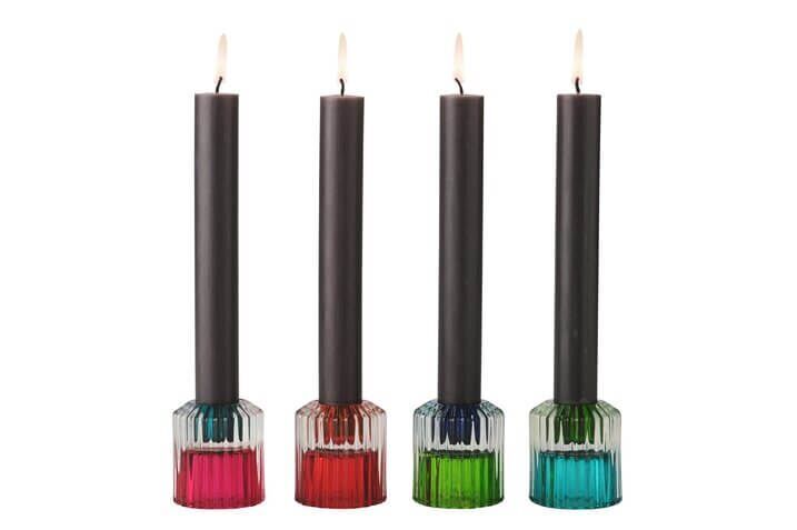 Jaquard Kerzenhalter 4er Set bunt