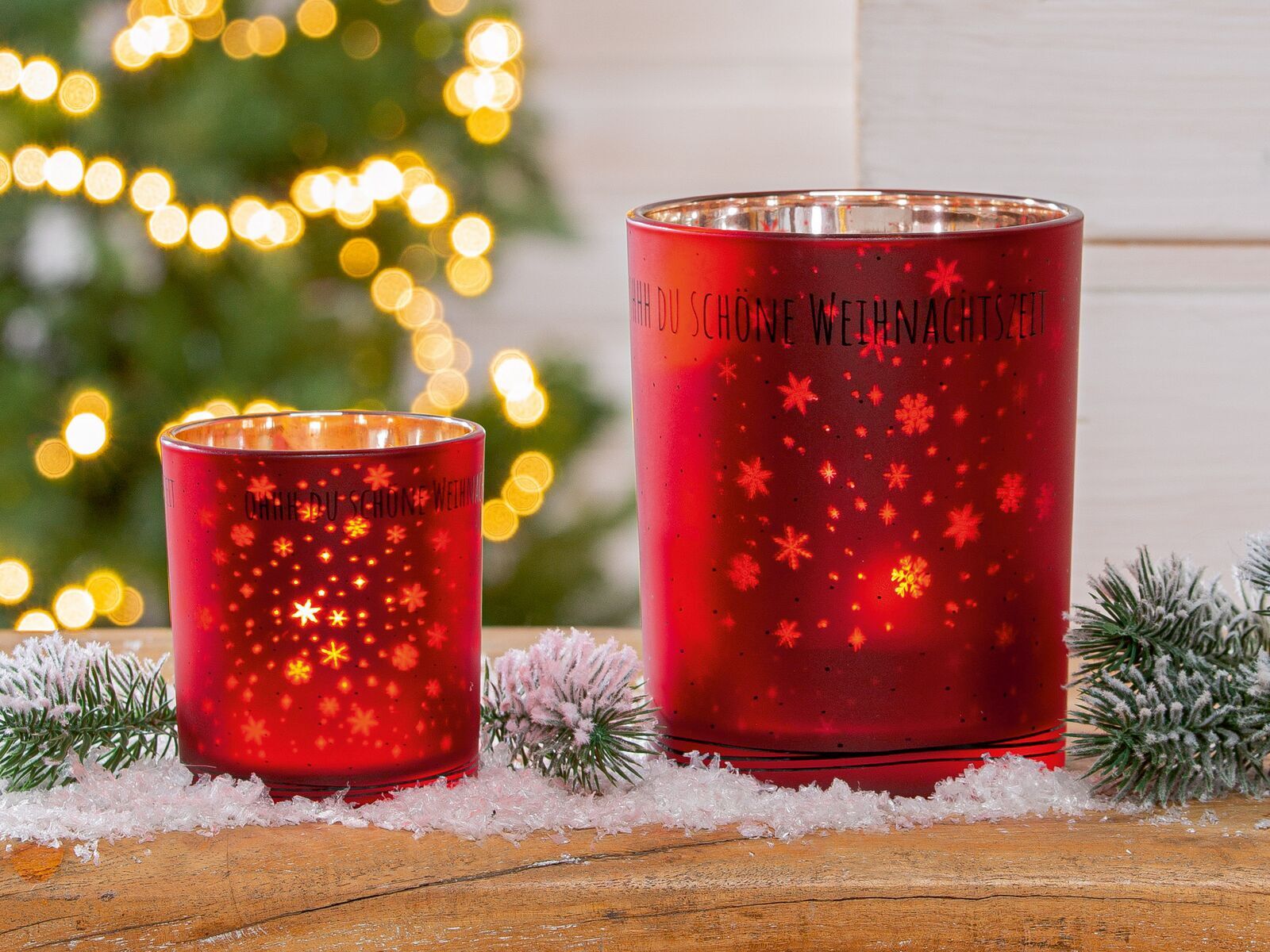 Windlicht Weihnachtszeit rot 8cm Windlicht Weihnachtszeit rot 8cm