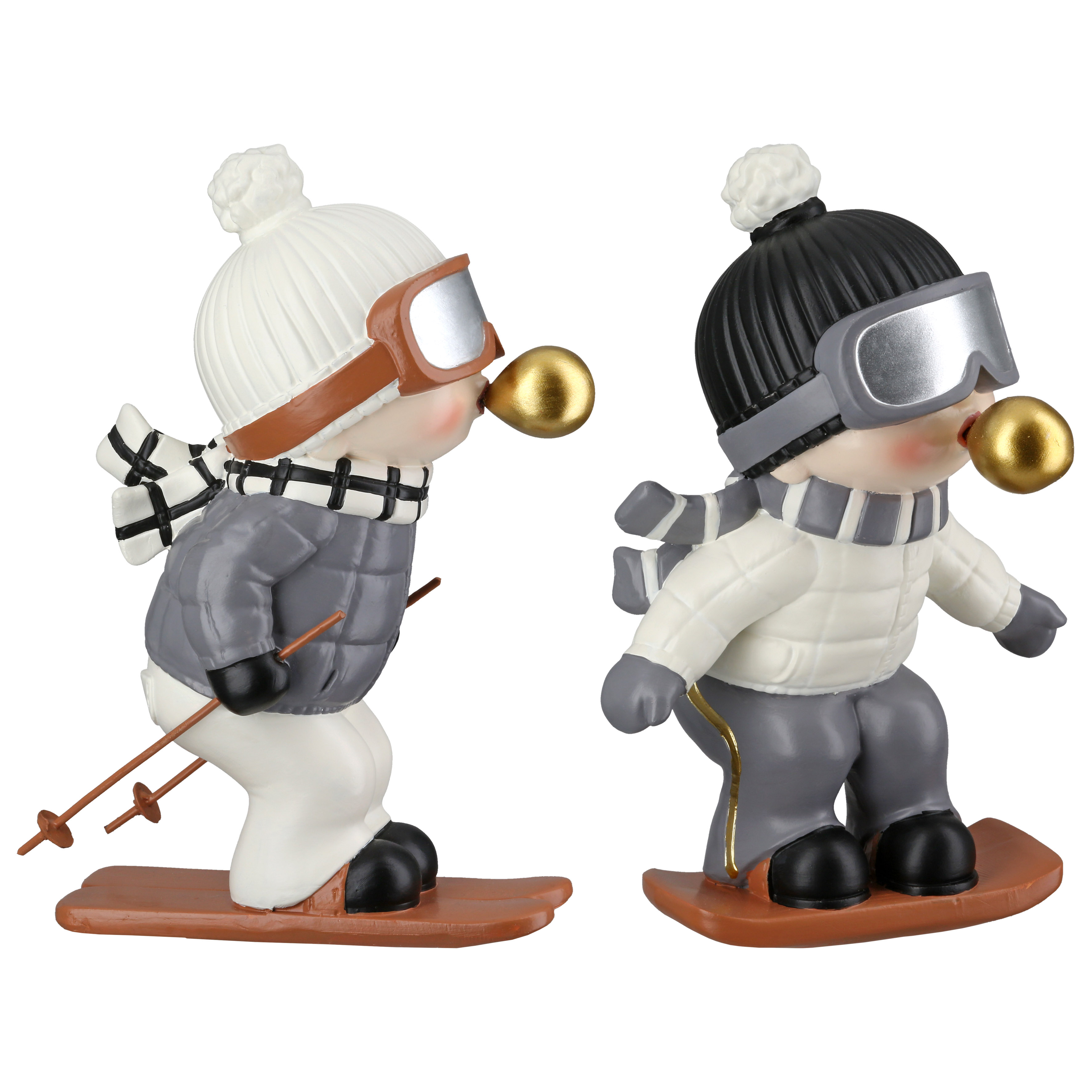 Schneemann-Statue, Winterfigurinen, Ski-Charakter, Skihandschuhe, Schnee-Outfit