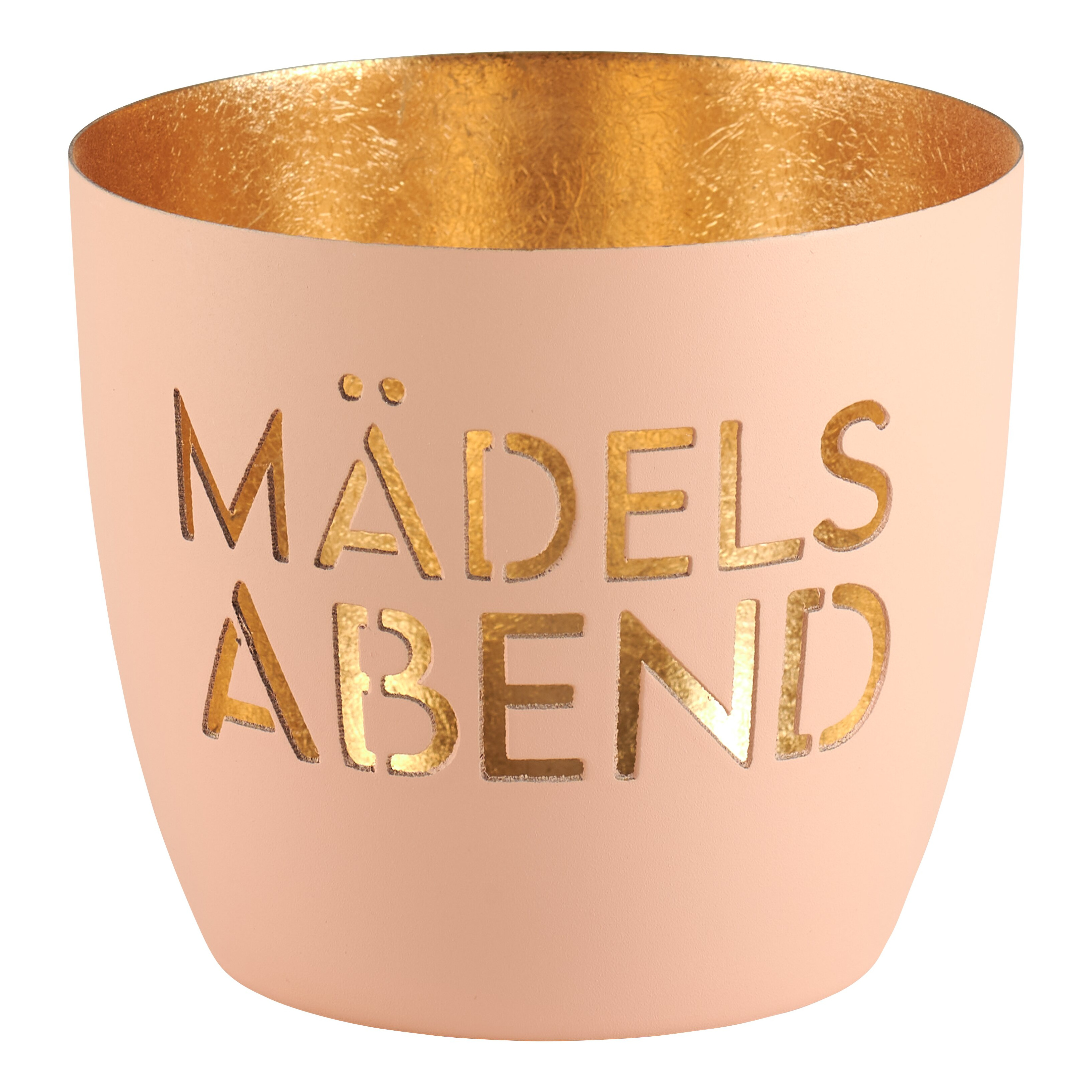 Madras Windlicht M Motiv Mädelsabend pastellorange/gold Kübel, Übertopf, Kerzenhalter, Dekoration, Rosa Gold