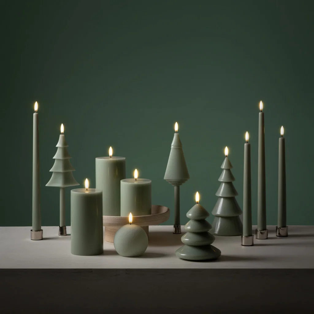 Kerzen, Deko, Weihnachten, Grün, Stabkerzen