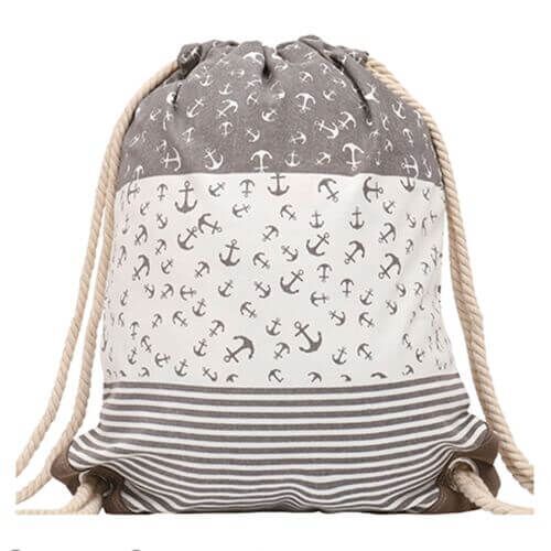 Turnbeutel Kleine Anker Grau Weiß 001