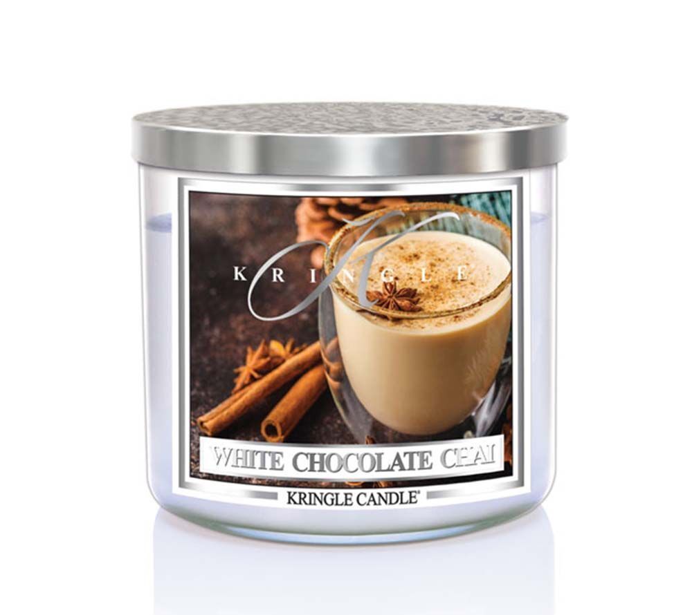kringle_candle_white_chocolate_chai_silver_lid_american_heritage White Chocolate Chai 396g Tumbler 3-Docht