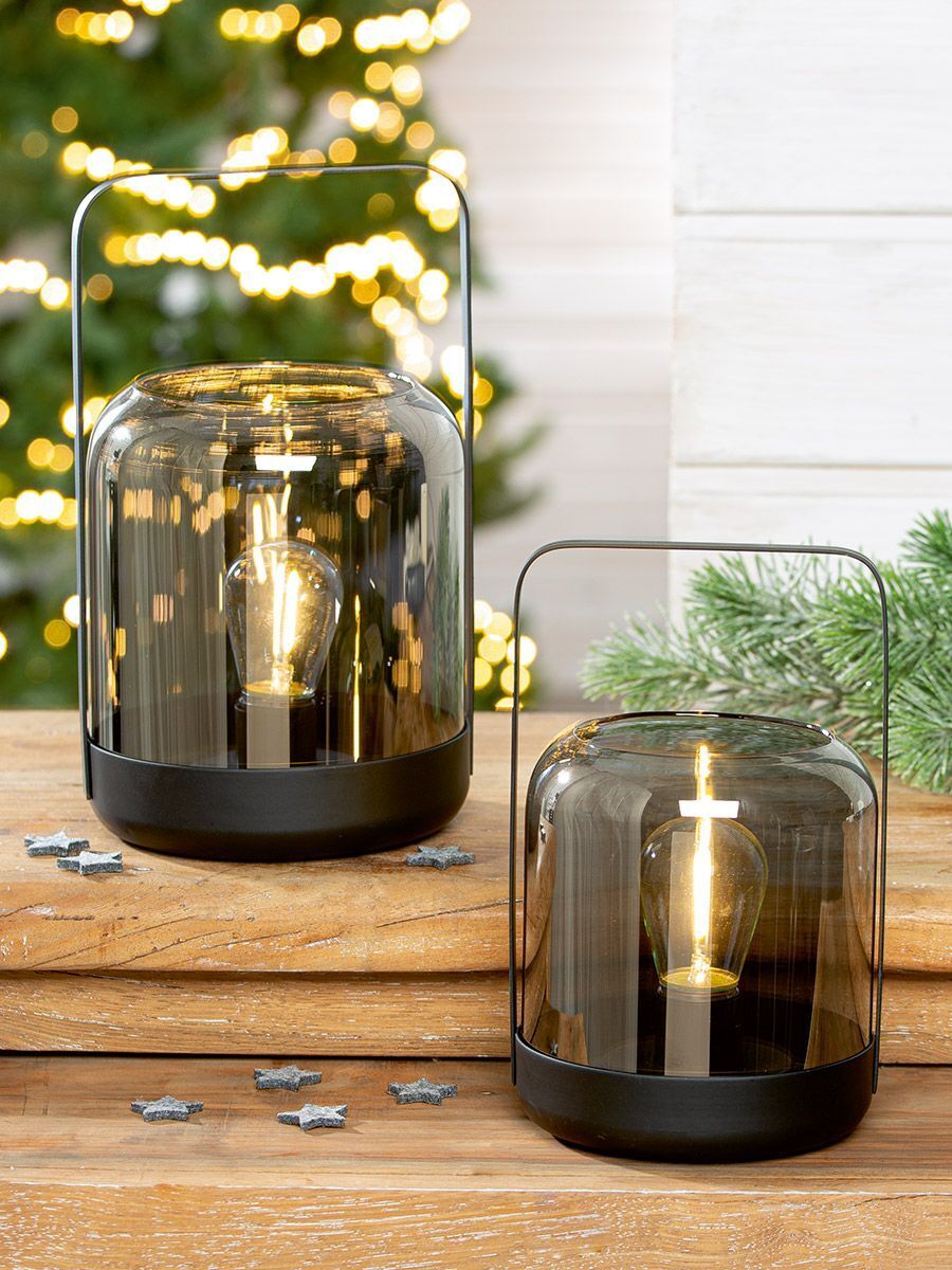 Windlicht Bright LED Glas 20cm Einmachglas, Lampe