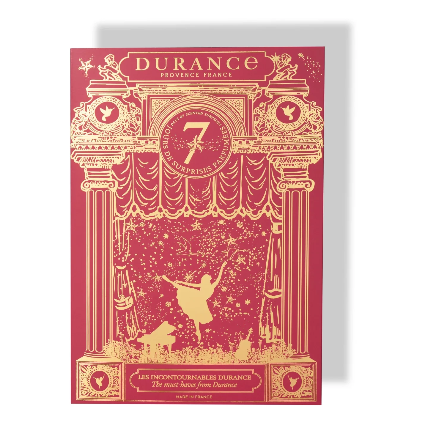 Karten-Design, Theater-Backdrop, Stage-Illustration, Goldfolien-Print, Französisches Motiv