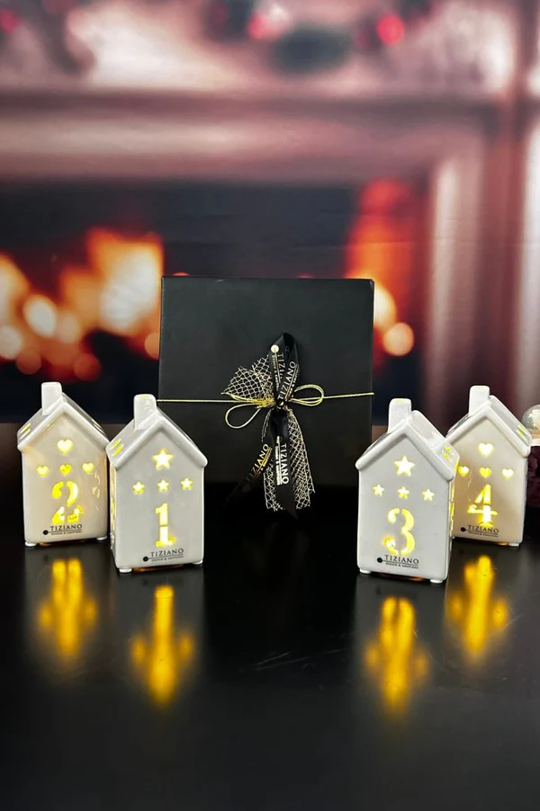 Lichtkugel Adventslicht Haus Marana 4er Set