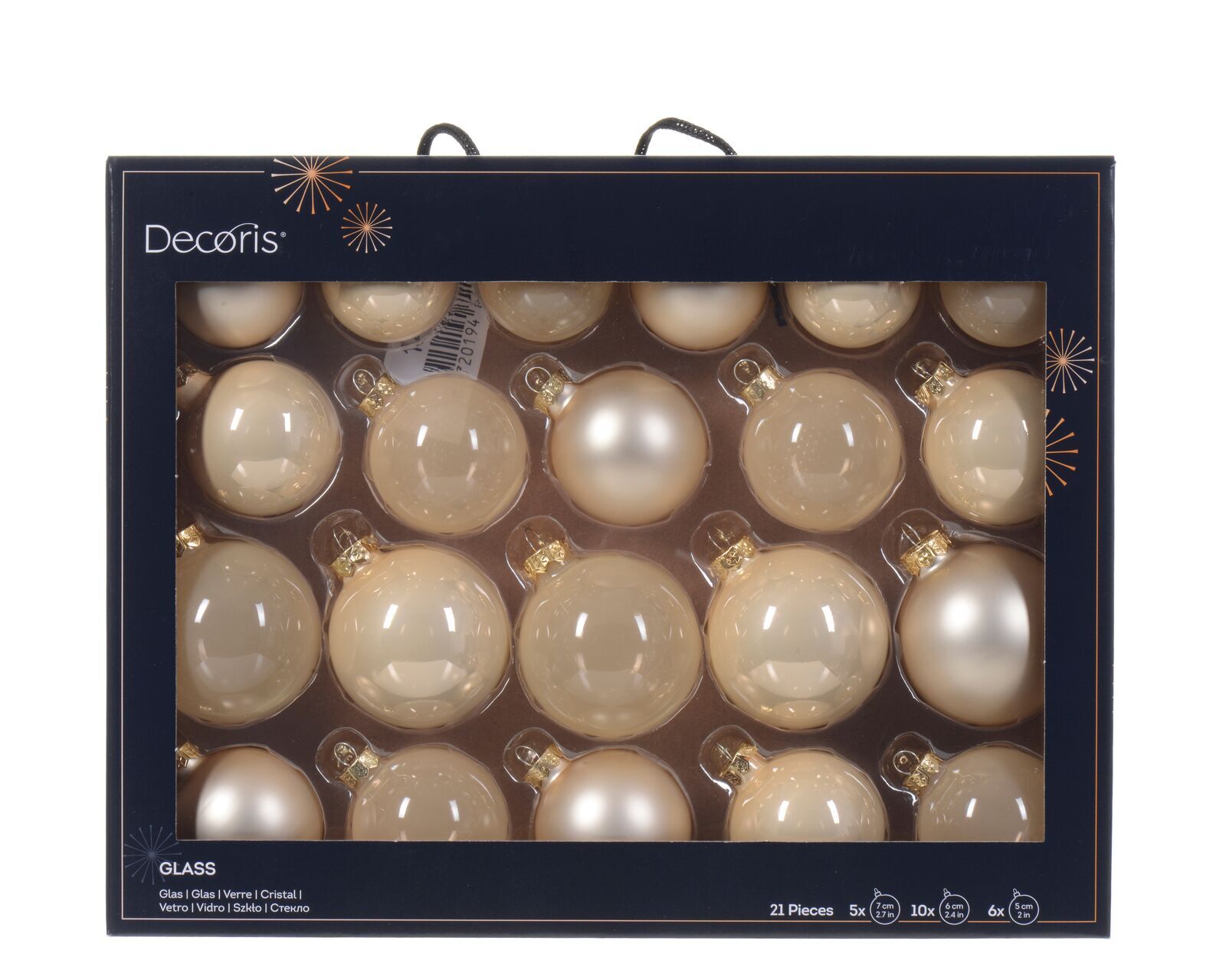 Baumschmuck Christbaumkugel Set creme 21tlg. Zubehor, Ei, Schmuck, Leicht, Perle