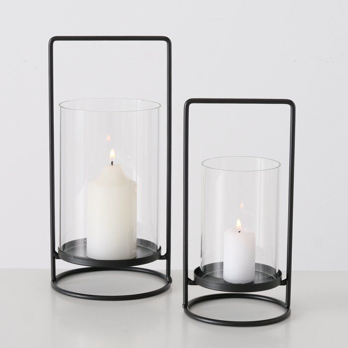 Windlicht Timko schwarz 25cm