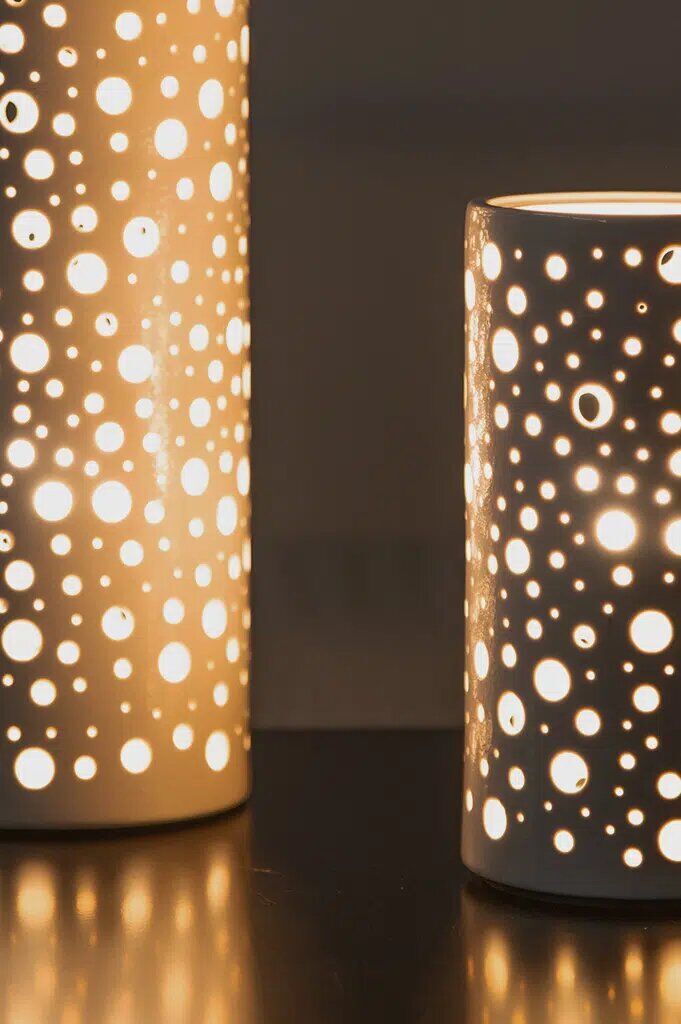 salvati-lampe-weiss-creme-detail-muster Lampe Salvati creme 20cm Porzellan