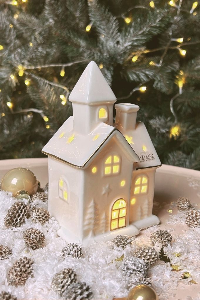 Spirito-links Kirche Spirito 16cm LED cremeweiß Porzellan