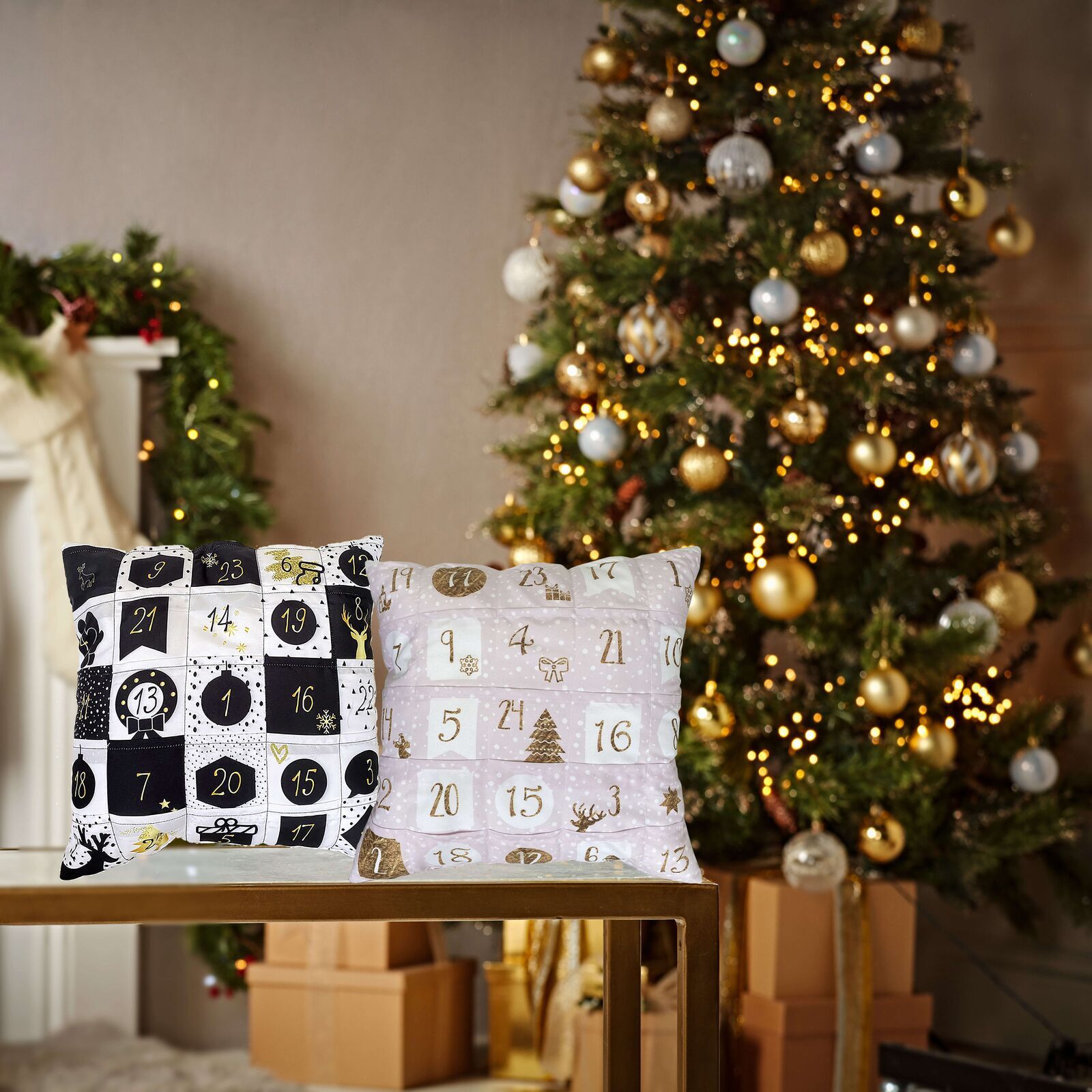 Adventskalenderkissen-Shop Sofahelden Adventskissen mit 24 Einstecktaschen Nostalgie