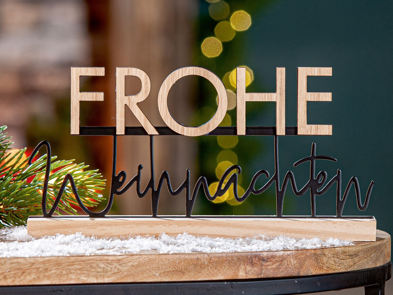 Deko Aufsteller Standrelief Frohe Weihnachten Gebäude, Hotel, Pflanze, Baum, Topfpflanze