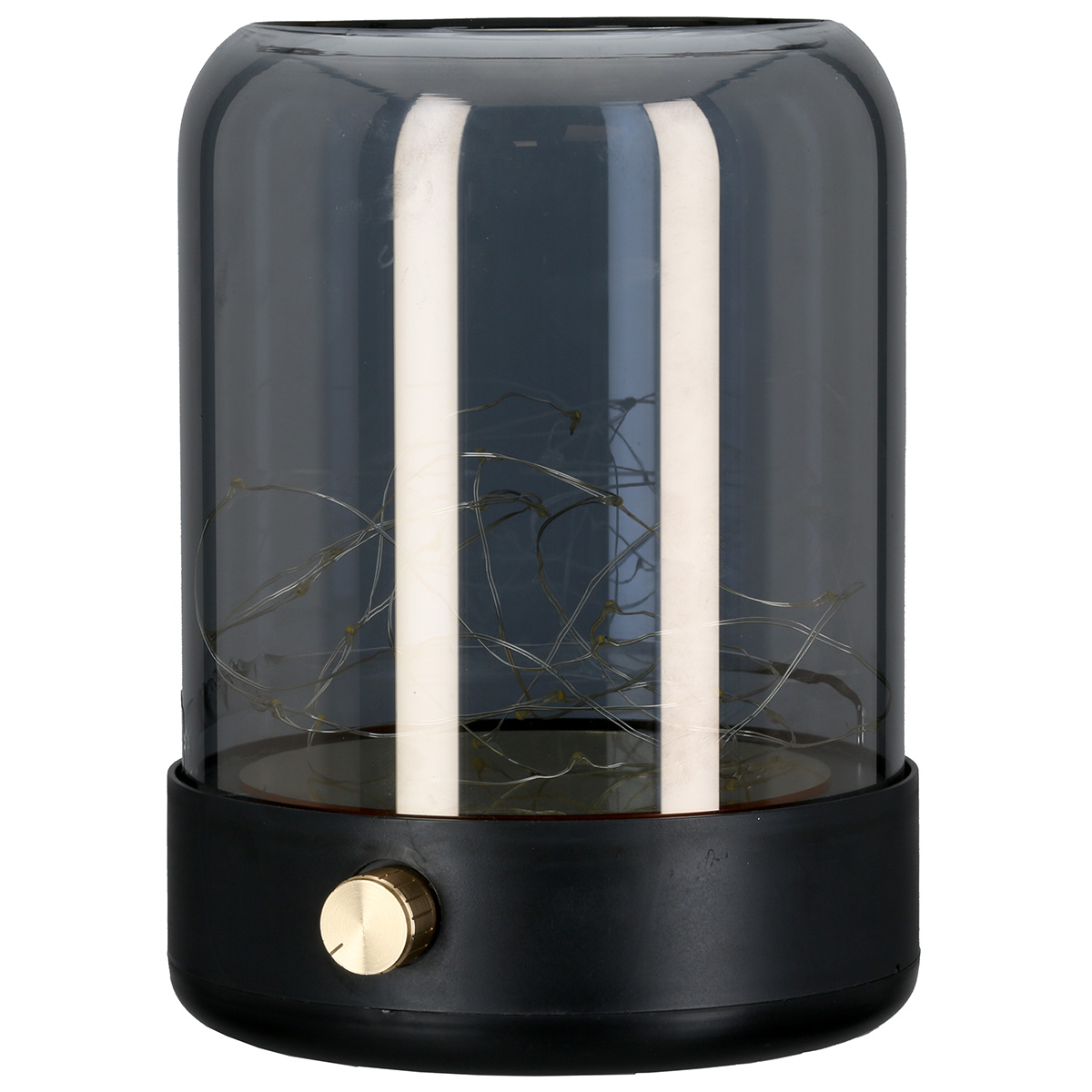 Lampe, Tischlampe, Glasdome, LED-Röhre, Schwarzer Sockel