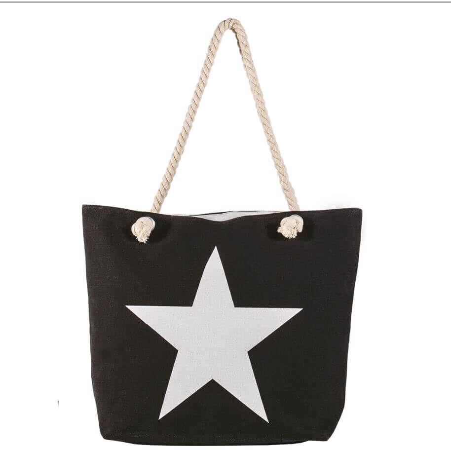 Shopping-Tasche Black mit Stern 003