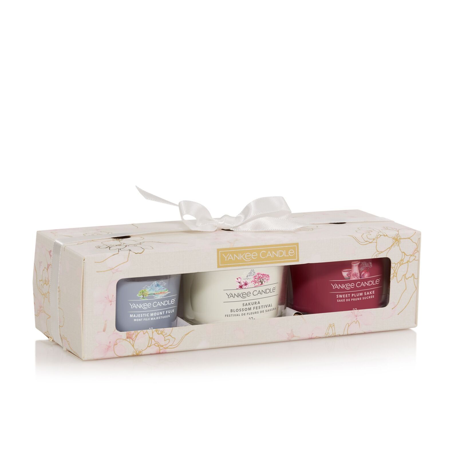 Filled-Votive-Giftset-x-3_Gold 3 Glasvotivkerzen à 37g Geschenkset Sakura Blossom Festival