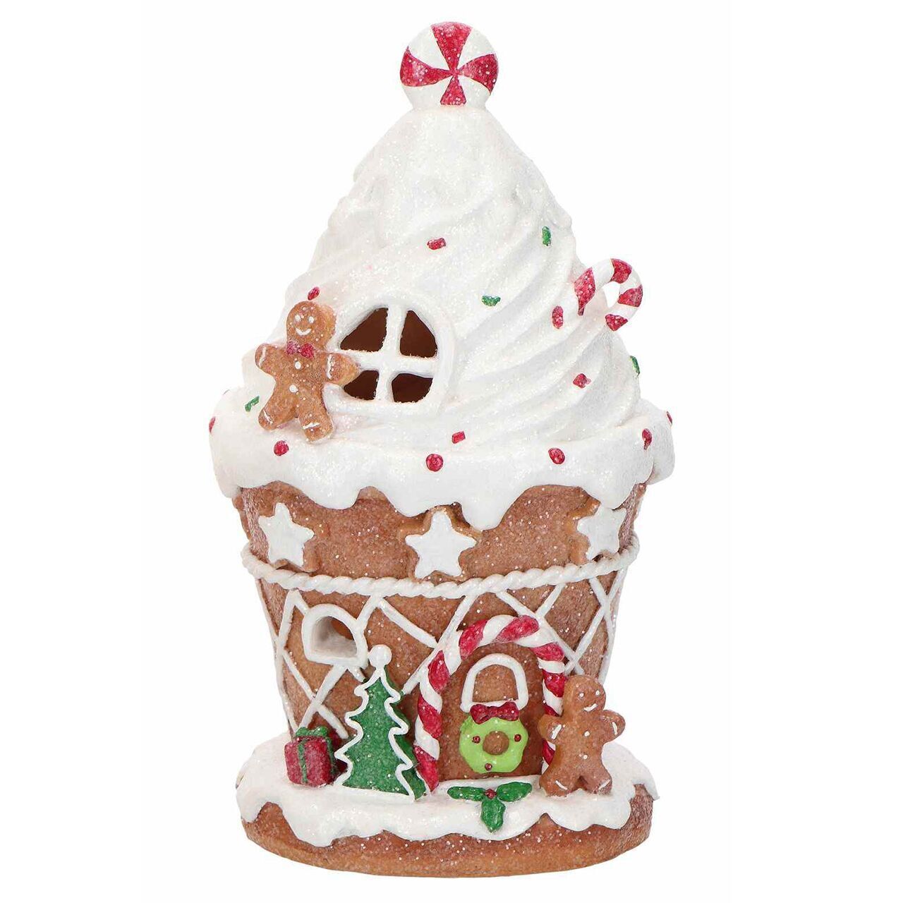 Gingerbread House mit Lebkuchenmann LED 20cm Geburtstagstorte, Sahne, Nachtisch, Essen, Eiscreme