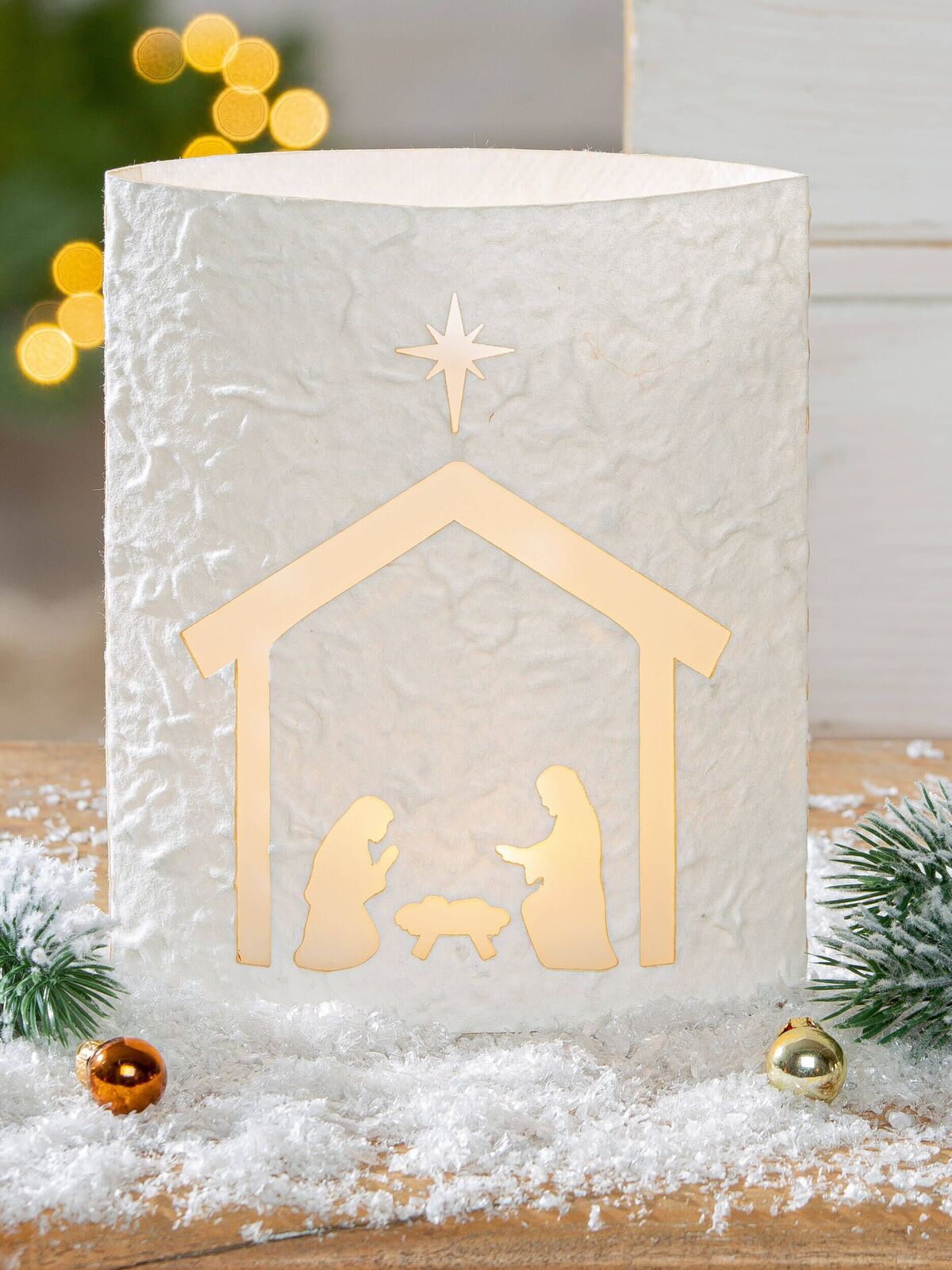 Dekoleuchte Krippe LED Papier creme Dekoleuchte Krippe LED Papier creme