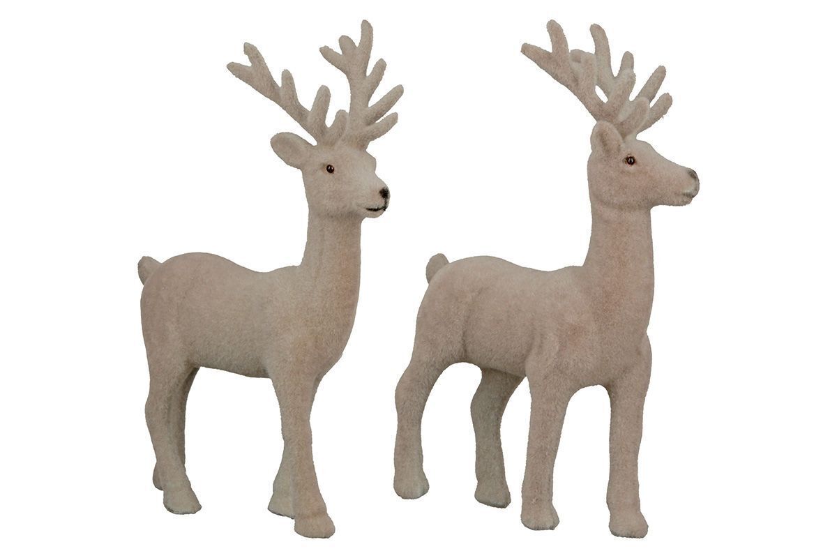 21647_2 Hirsch Edgar Samt 2 Stück grau 19cm