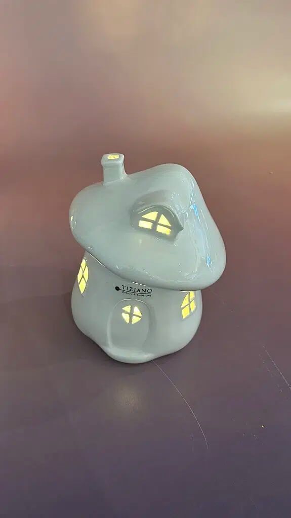 Pilz Haus Gardino LED 15cm Kunst, Porzellan, Töpferei, Kochtopf, Kochgeschirr