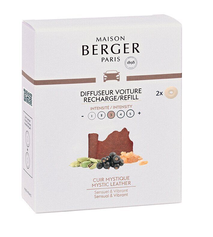 6887_RECH-DIFF-VOITURE_CUIR-MYSTIQUE-det Kraftvolles Leder Set 2 Stück Nachfüller Autoduft Auslauf