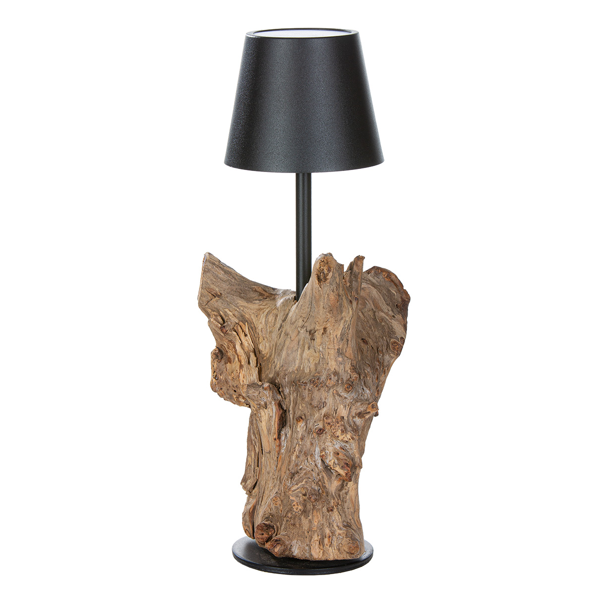 LED Tischleuchte USB Holz & Metall schwarz