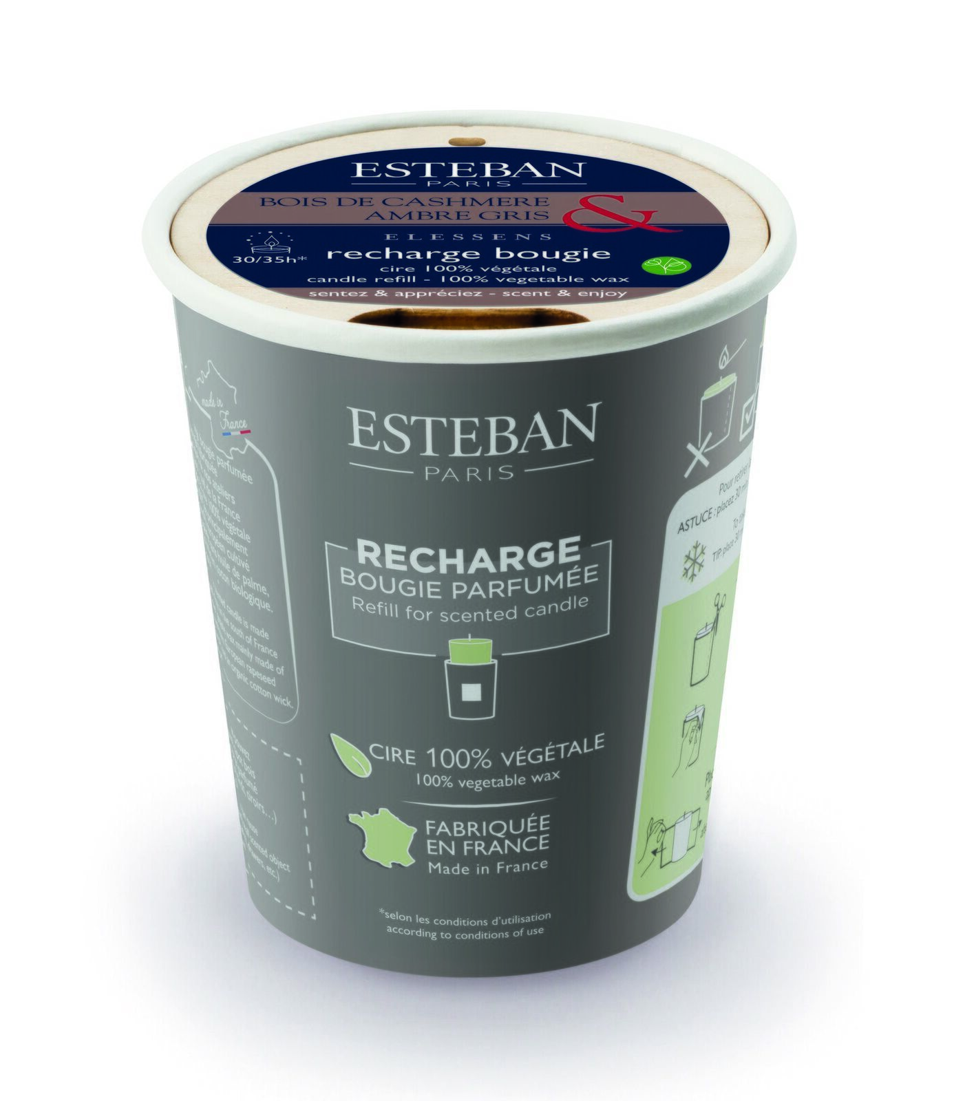 EBA-012_1 Kaschmirholz & graue Ambra Nachfüller für Duftkerze 170g