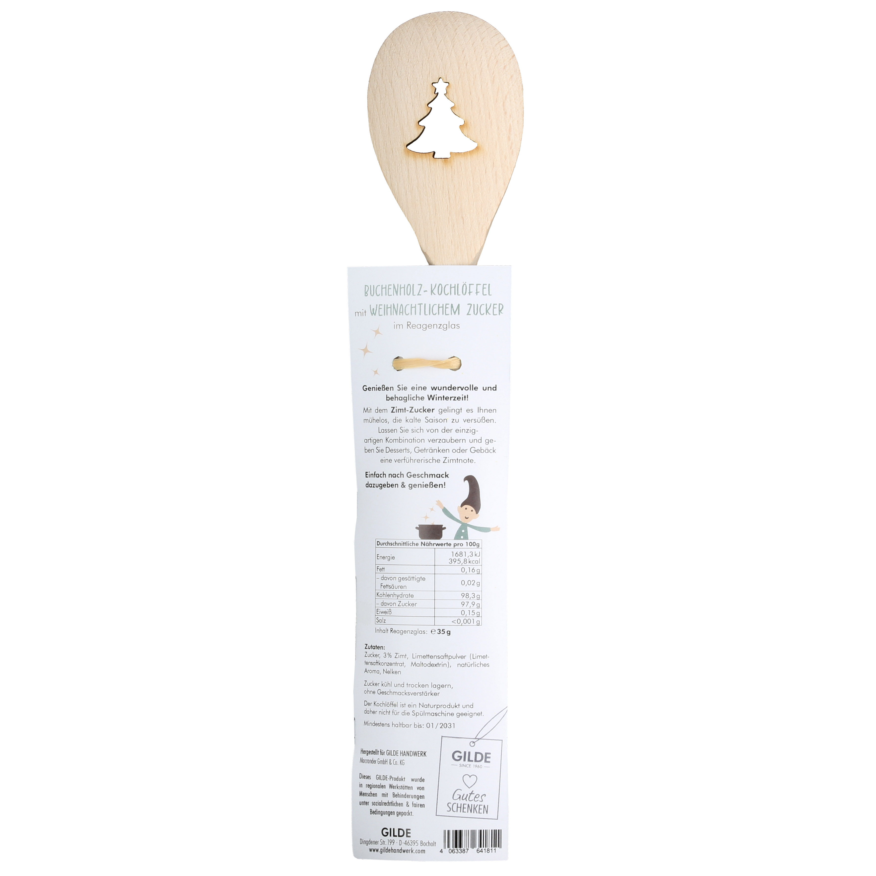 Holzlöffel, Kochlöffel, Holz, Weihnachtsdesign, Schaumzucker-Stopper