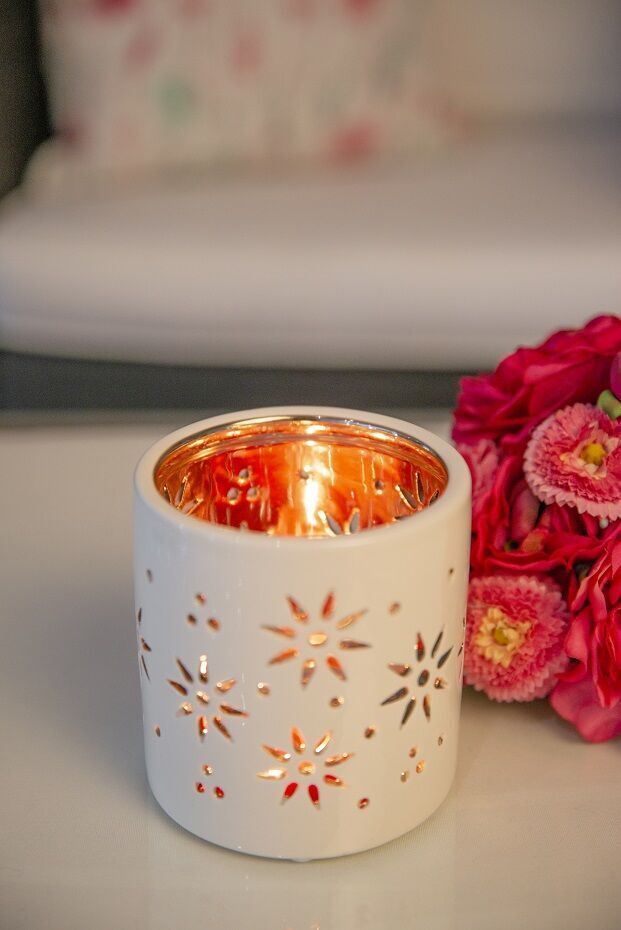 Florana-rosa-innen Tischlicht Florana 7cm creme/rosa