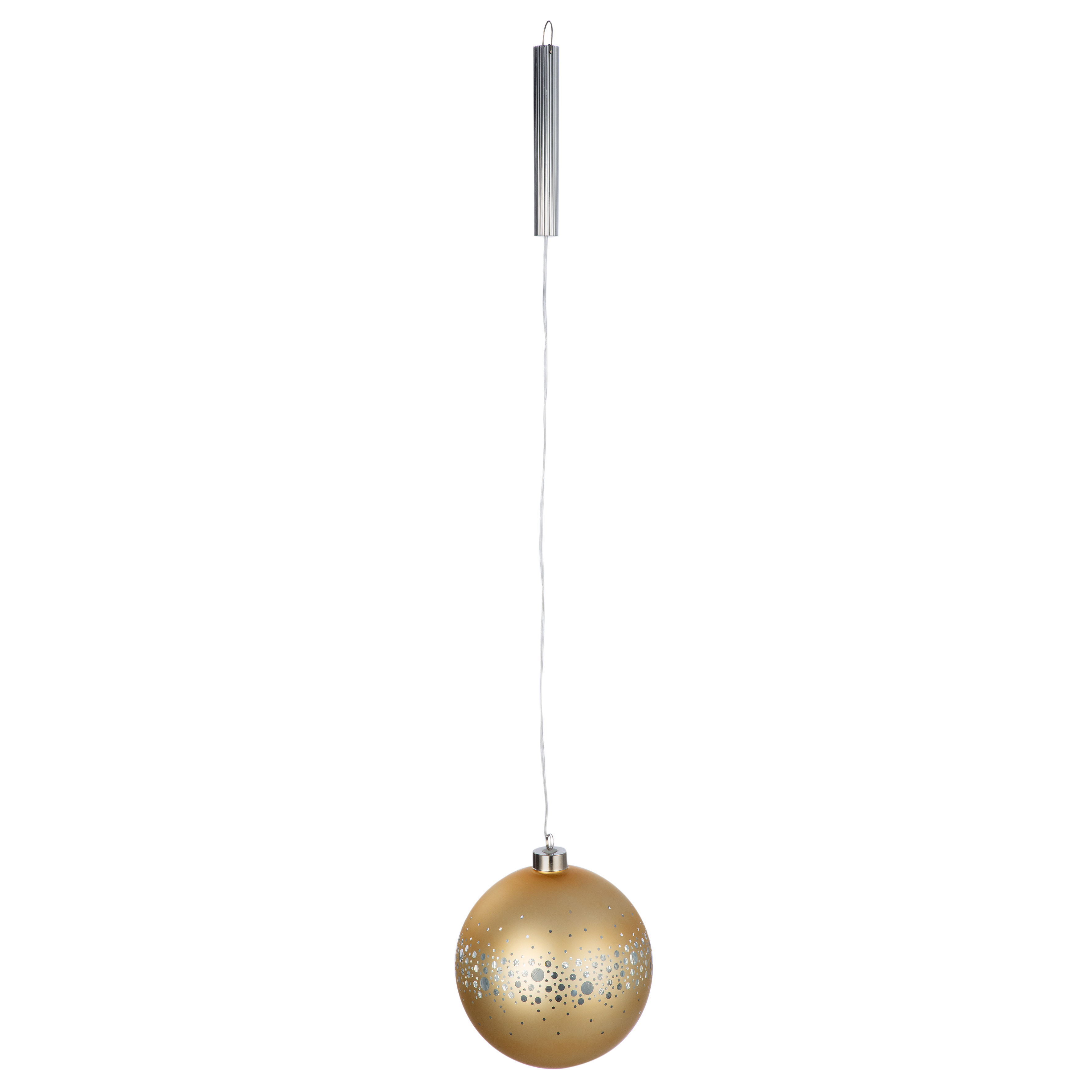 Hänger Kugel Fiora Gold 15cm Weihnachtskugel, Baumschmuck, Glitzerperforation, Gold, Aufhänger