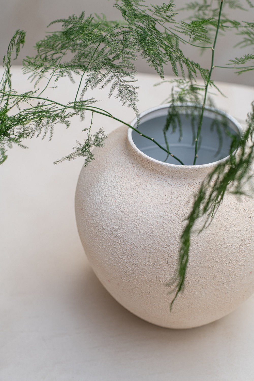 vase, Keramik, texturiert, Beige, Grünpflanze