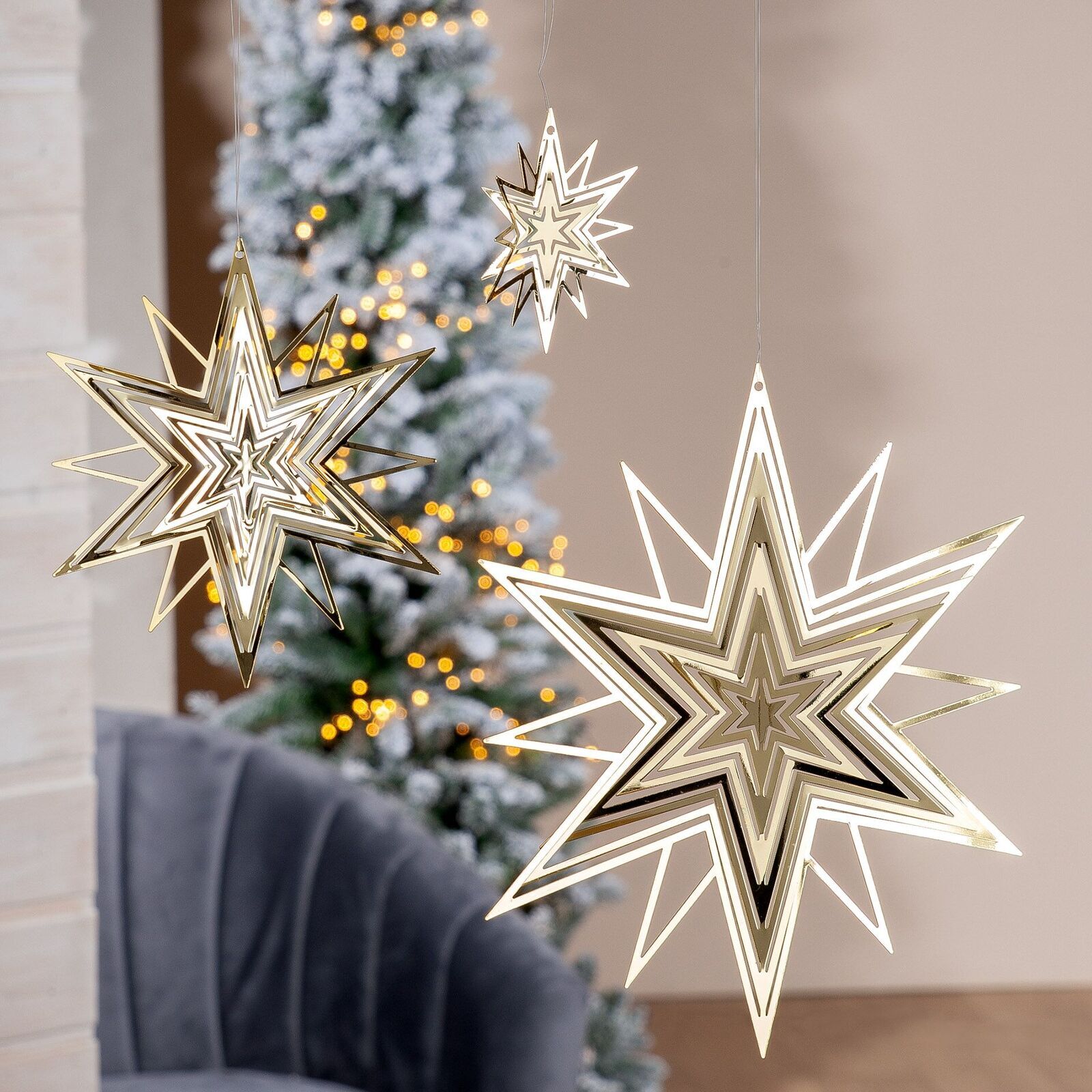 Deko Hänger Stern 3D gold 23cm Deko Hänger Stern 3D gold 23cm