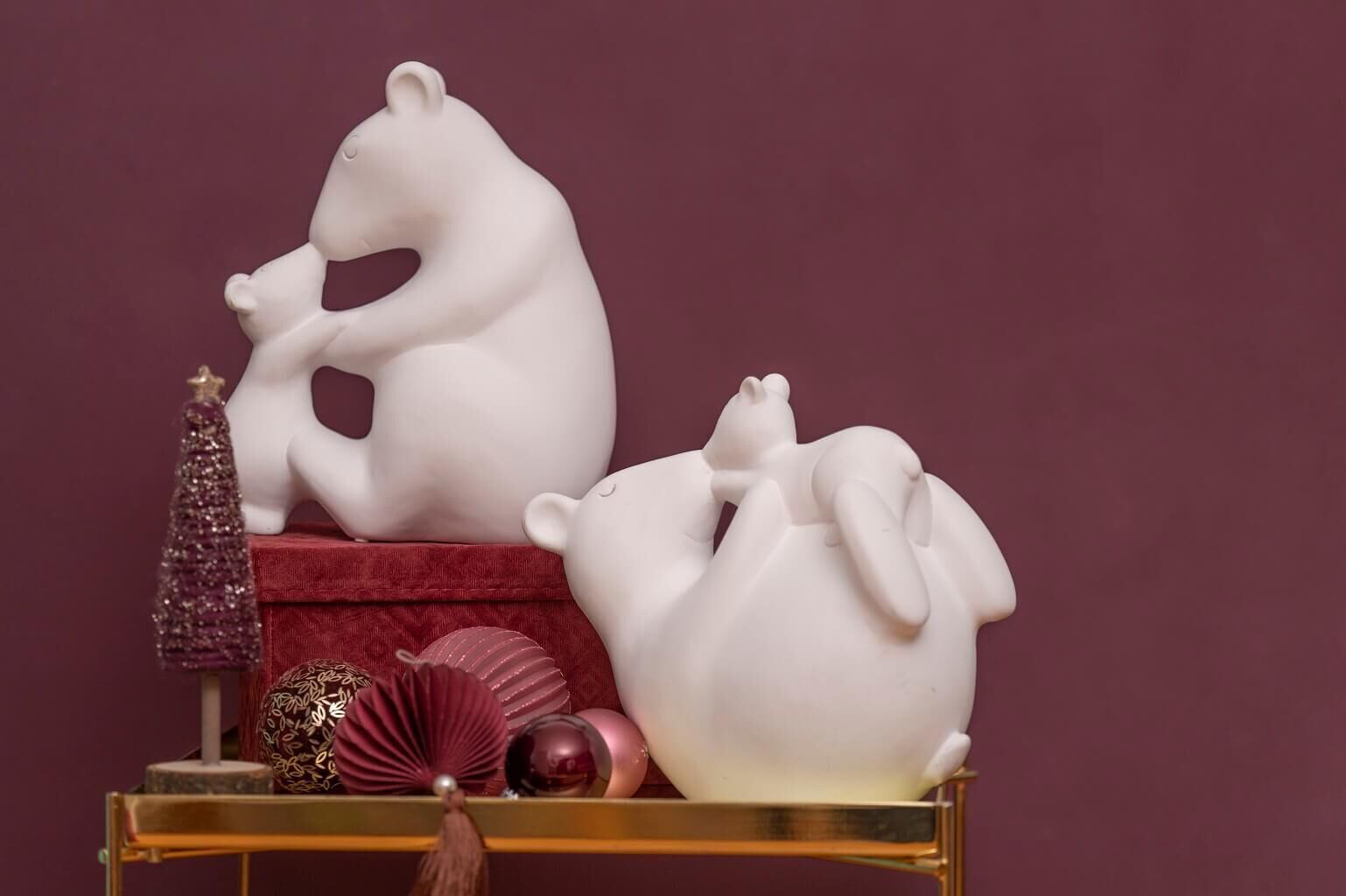 eisbaeren-beide Eisbär mit Schal liegend 19cm