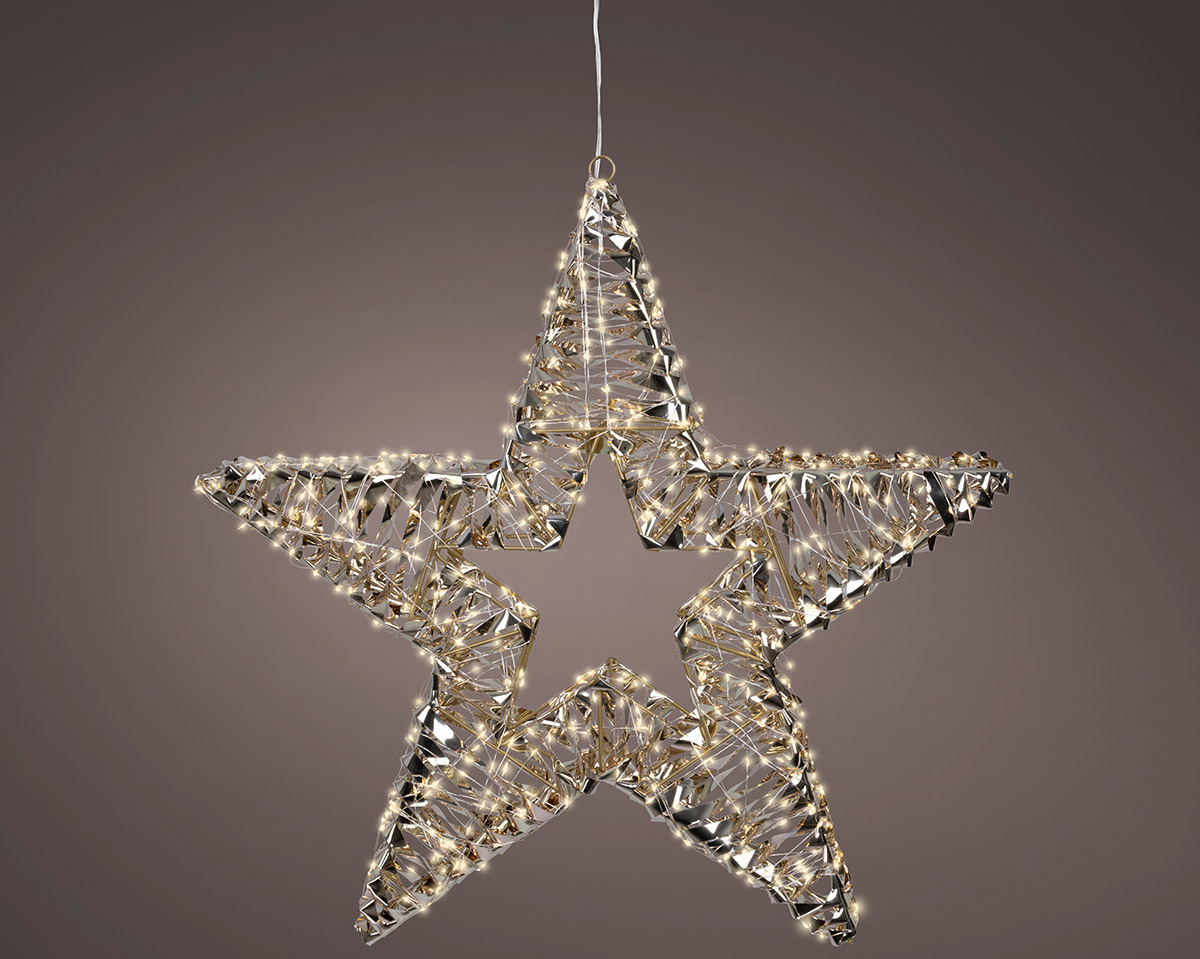 Dekoobjekt Hänger Stern "Flare" LED 60cm Stern, Lichterkette, Weihnachtsdeko, Stahldraht, Lampe