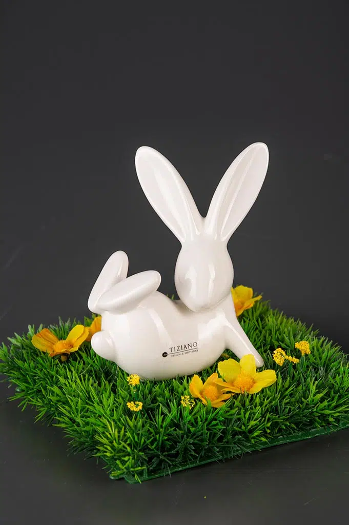 Deko Hase Fabrio XL liegend 23,5cm