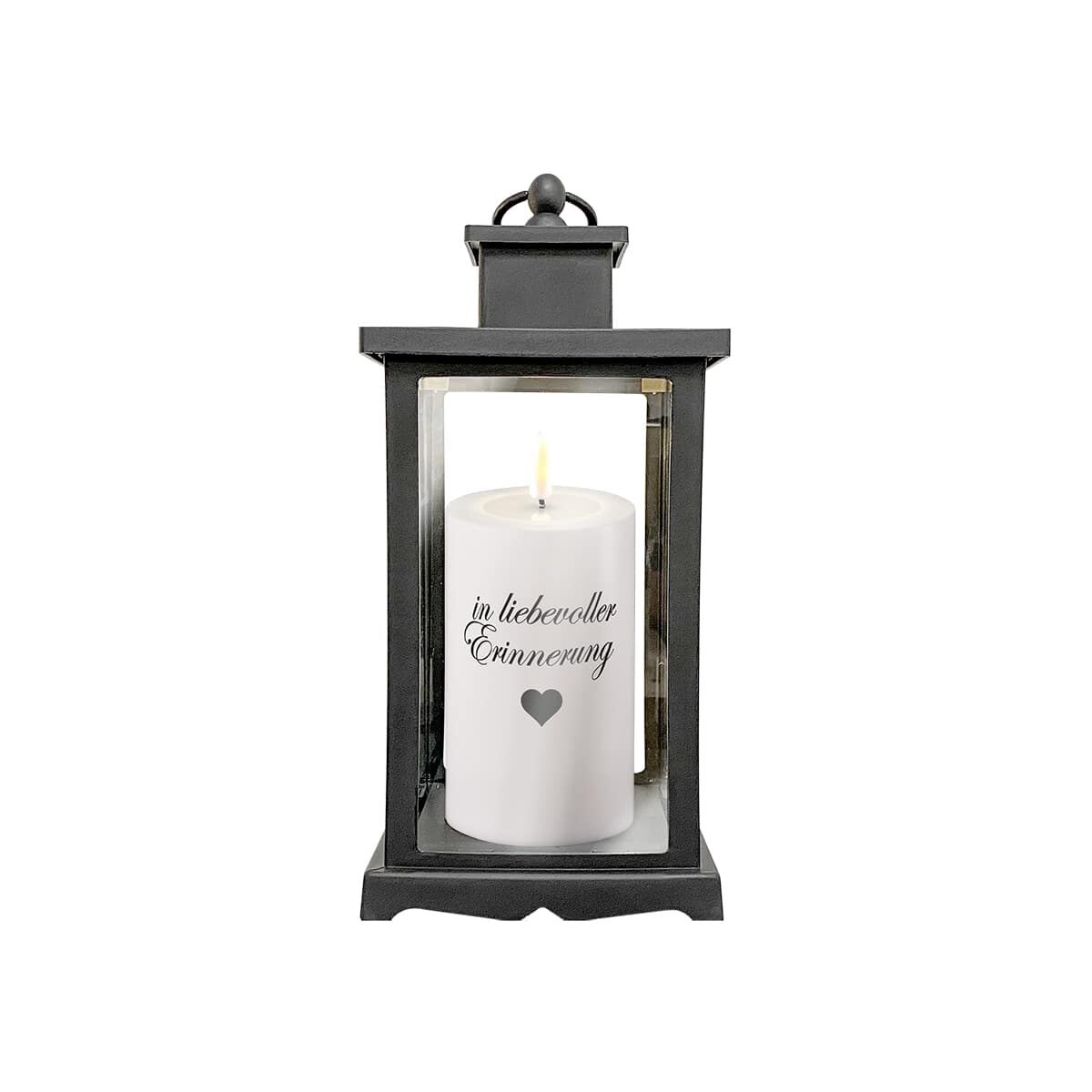 LT-0011 Grabkerze "in liebevoller Erinnerung" LED Weiß 7,5 x 15cm
