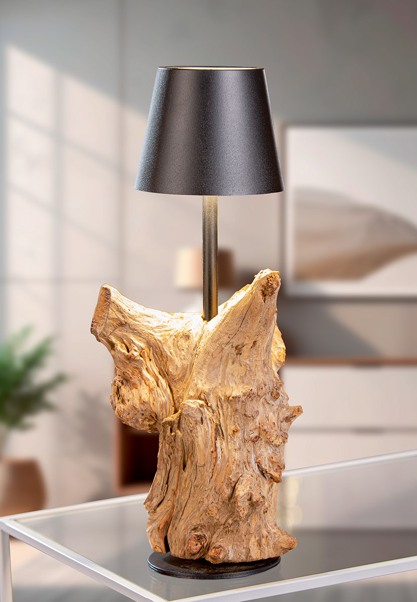 LED Tischleuchte USB Holz & Metall schwarz LED Tischleuchte USB Holz & Metall schwarz