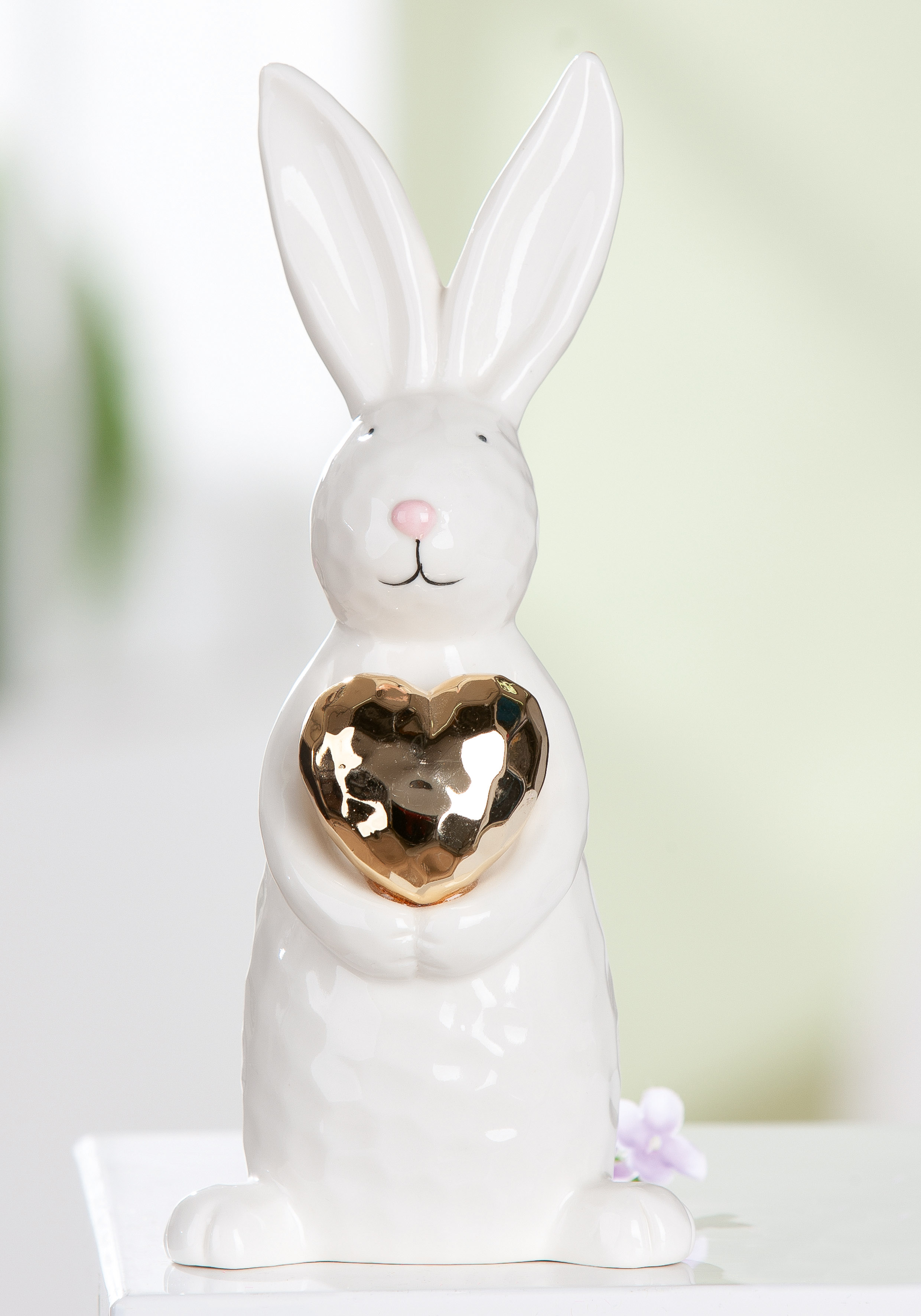 Dekofigur Hase Hoppy Keramik weiß 21,5cm