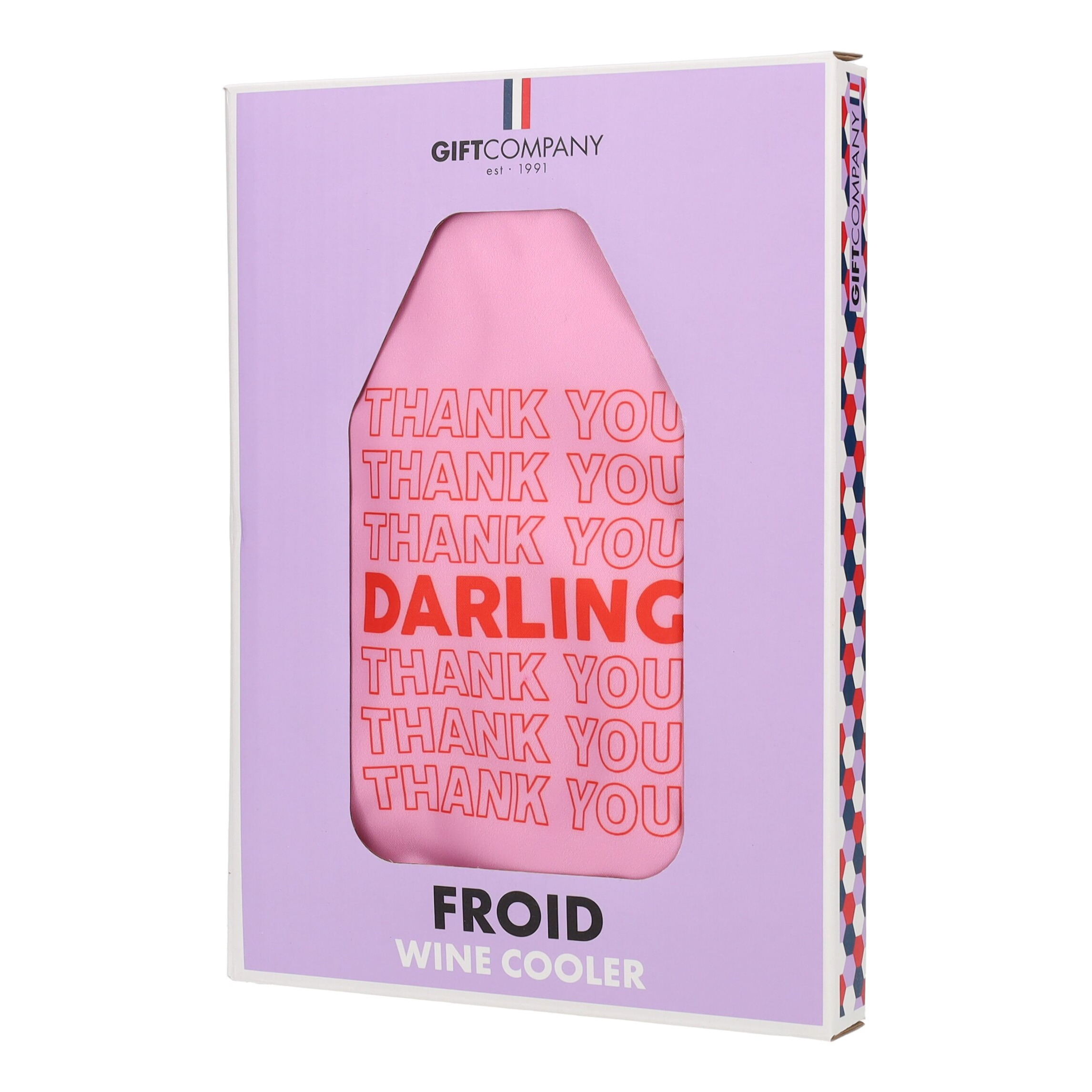Froid Kühlmanschette Thank you darling rosa 16x2x23,5cm wein-kuehler, frostweinglas, geschenkverpackung, pink, box