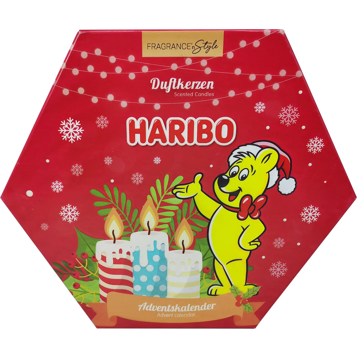 Haribo™ Adventskalender 2025 mit Teelichtern und Votiven