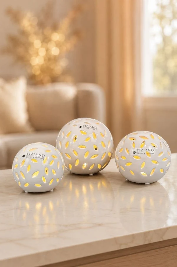 Lichtkugel Villari 8cm LED cremeweiß Leuchte, Lichtball, Dekoration, Ornament, LED-Laterne