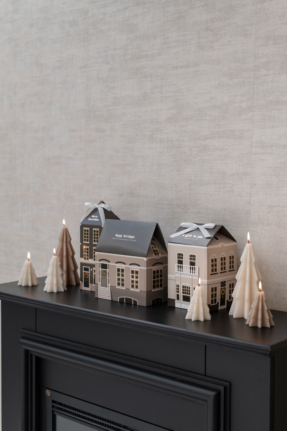 Adventskalender, Miniaturhäuser, Kerzenschmuck, Julgestaltung, Weihnachtszene