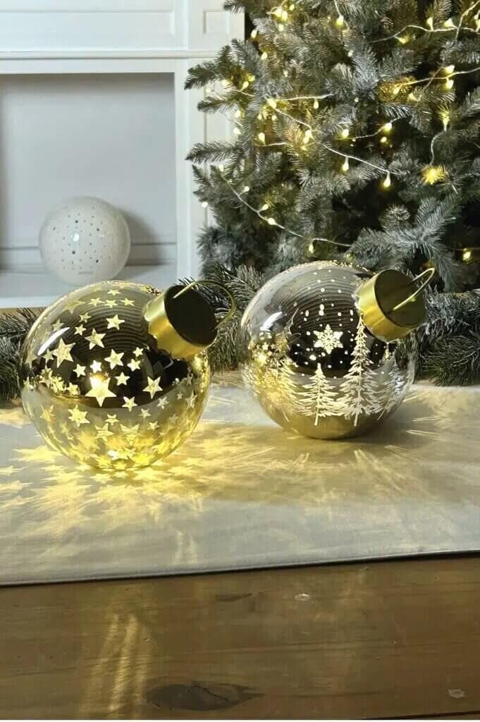 Lichtkugel Lumina Stern liegend 15cm LED gold Weihnachten, Weihnachtsdekorationen, Weihnachtsbaum, Christbaumschmuck, Festival