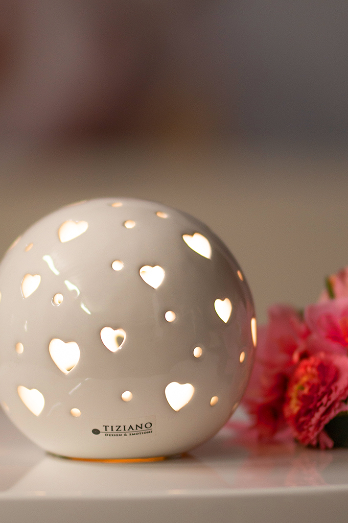 Lichtkugel Padova Herz 12cm LED creme