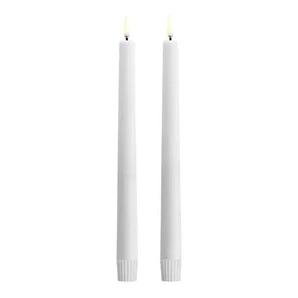 Piffany Outdoor LED Spitzkerzen, Weiß, 2er Set, 2,3x25cm Stabkerze, Baumkerze, Kerze, Dochtenkerze, Duokerze