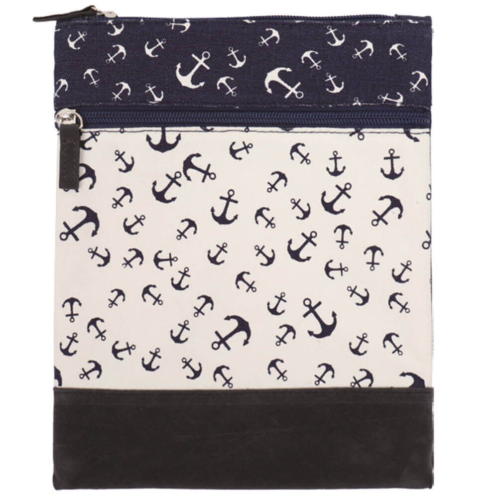 191-005 Canvas Crossbag 005 (Navy White Anchor)
