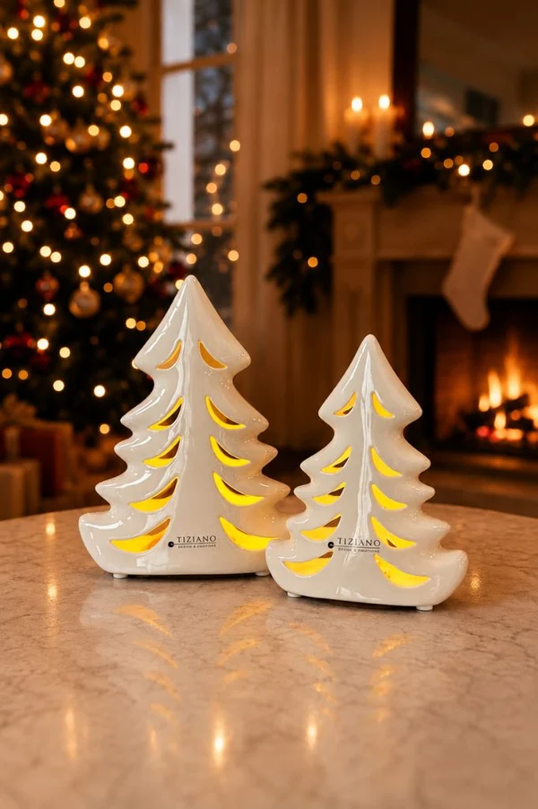 Weihnachtsbaum Tiana LED 34cm cremeweiß Dekoration, Weihnachtsdeko, Tischlaternen, Kerzenseiten, Kerzenhalter