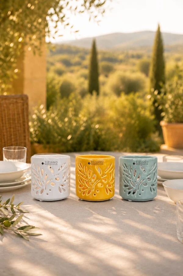Tischlicht Linaro cremeweiß 7,4cm candlestick, keramik, bunt, deko, tischdekoration