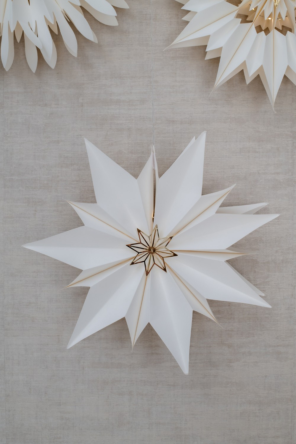 papierstern, hängende deko, weiße deko, stern lampe, 3D papierstern
